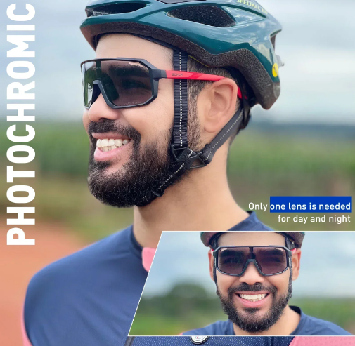 Gafas de ciclismo Fotocromaticas SCVCN Negras con estuche, paño y tula